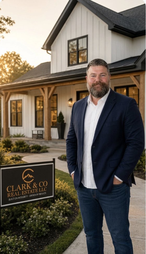 Brad Clark with a Clark & Co Real Estate LLC yard sign